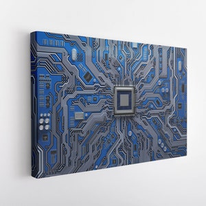 CPU Wall Art, Computer Motherboard CPU, Circuit Board System Chip With Core Processor, Computer Techn Decor, Office Decor, Nerd Decorlogo