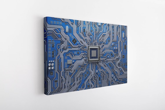 SYSTEM PROCESSOR BOARD CPU Wall Art, Computer Motherboard CPU, Circuit Board System Chip