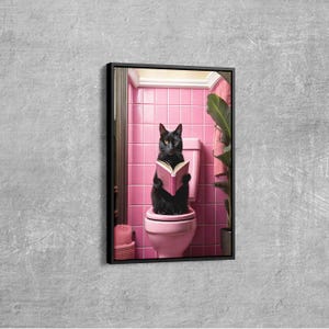 Bathroom Cat Wall Print, Funny Posters, Funny Bathroom Wall Art, Pooping Print Toilet, Cat Poster, Bathroom Wall Art Toilet Poster