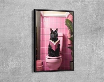 Bathroom Cat Wall Print, Funny Posters, Funny Bathroom Wall Art, Pooping Print Toilet, Cat Poster, Bathroom Wall Art Toilet Poster