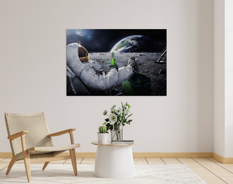 Astronaut Drinking Beer Astronaut Canvas Wall Art Space - Etsy