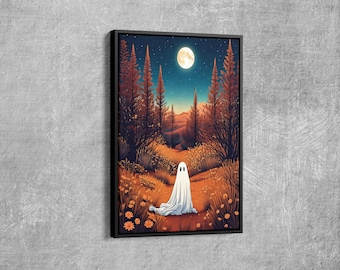 Süßer Geist in der Wüste, Kunstdruck, wunderliche Wanddekoration, Halloween-Dekor, Dark Academia Poster, Blumengeist, gruselige Wandkunst