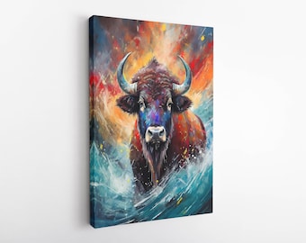 Bison Art Wall Decor, Canvas Or Poster, Wildlife Art, Animal Art, Nature Art, Bison Wall Hanging, Bison Canvas Art