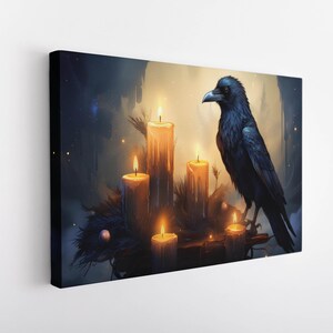 The Raven Canvas Art, Bird Wall Decor, Home Gift, Room Wall Decor, Animal Print on Canvas, Gothic Artwork, Crow Poster, Gothic Wall Decor