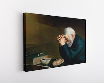 Eric Enstrom, Grace Man, Praying Over Bread Canvas, Print Fine Art Photography Art Canvas Poster Wall Canvas Wall Art Home Handmade