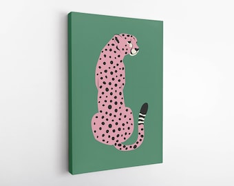 Pink Leopard Poster Print, Cheetah Wall Art, Trendy Wall Art, Preppy Room Decor, Maximalist Decor, Printable Boho Wall