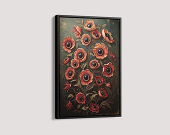 Moody Botanical Goth Wall Art, Dark Academia Art, Gothic  Decor, Eyes  Decor, Surreal Dark Cottagecore Poster, Witchy Decor