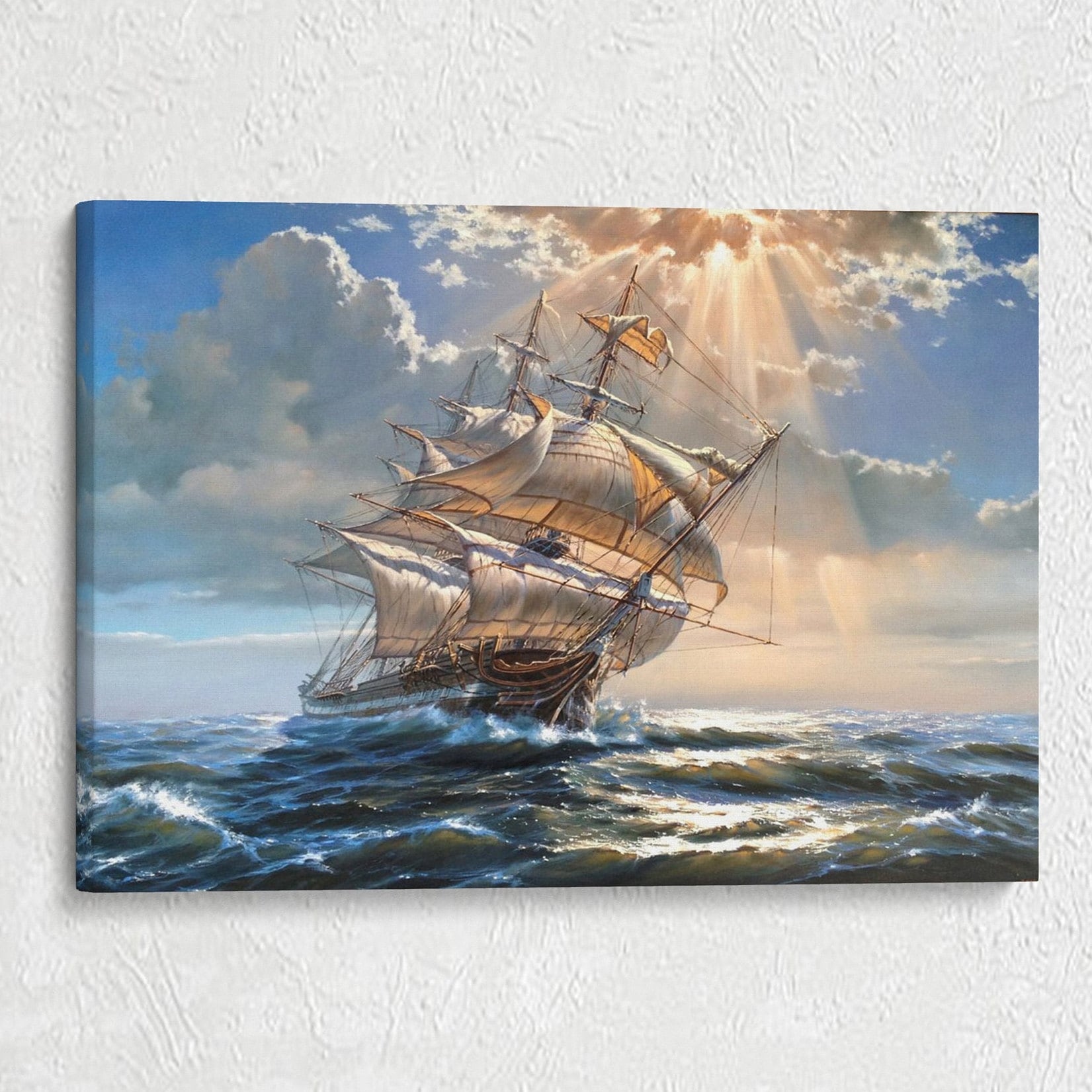 Ship Canvas, Pirate Ship Painting, Rowing Boat Wall Art, Huge