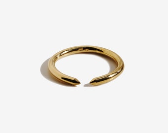 14K Yellow Gold plated Open cuff ring, Gold Spacer Ring, 2mm thick round cuff ring, 14K gold Fill gap ring, solid yellow gold