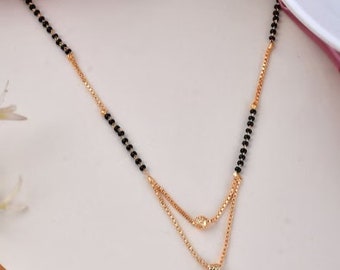 Gold Plated 2 Layer  Mangalsutra /Black Beads Jewelry/ Bridal jewelry/Wedding jewlery/Modern Mangalsutra/ Gift For Wife