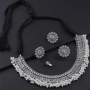 Silver oxidised jewellery sale