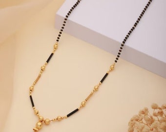 Gold chain Mangalsutra/ Mangalsutra/ Bollywood Jewelry/Bridal Jewelry/ Black beaded Mangalsutra/Perfect Gift for wife
