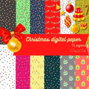 Christmas digital paper, holiday scrapbook papers, snowflake wallpaper, christmas tree background