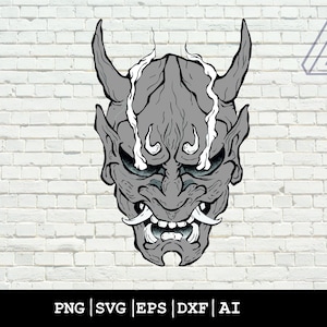 Samurai Mask SVG Demon Japanese Warrior Oni Mask Asian art Tattoo ink - Instant Digital Download cut file ai svg eps png pdf cricut
