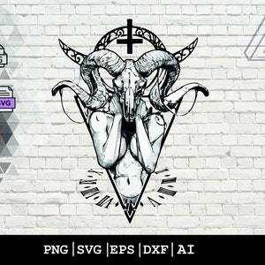 Sigil of Baphomet Logo Halloween Horned Goat Devil Silhouette Goth Clipart Vector Images Graphic Digital Cut Cricut Skull Satan Svg Eps Png