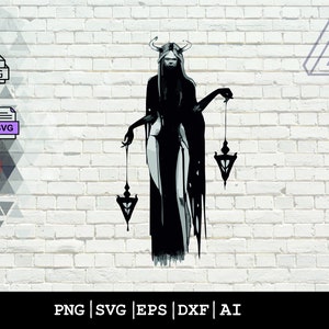 Demon Girl SVG File, Demon girl clipart, svg files for cricut, demon girl silhouette, demon svg