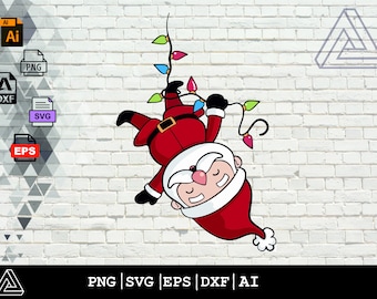 Santa svg, santa with lights svg, christmas svg, santa svg file, santa svg cut file, santa png , cricut silhouette svg cut cutting file