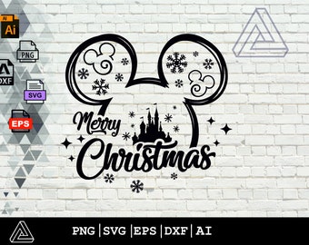 Kerst SVG, Mickey Christmas SVG, kerstshirt SVG, Mickey Snow SVG, Kerstmis 2022 SVG, kasteel SVG, vakantie SVG, Winter SVG, png