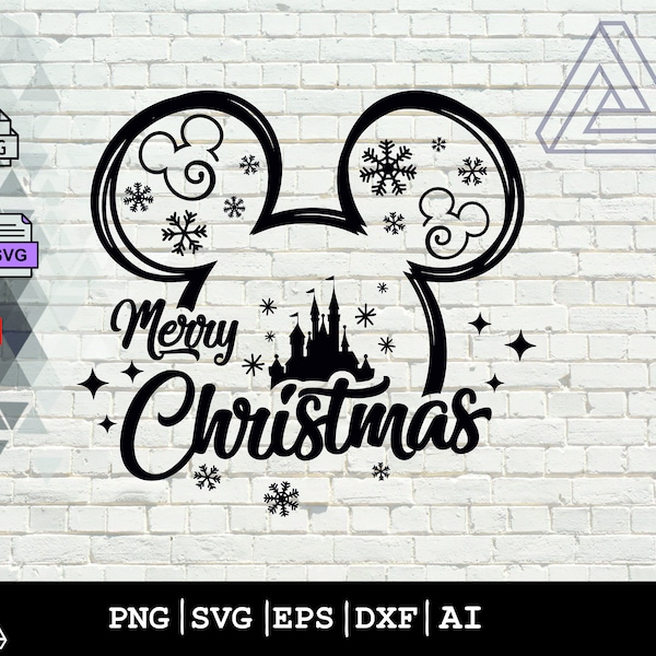 Christmas SVG, Mickey Christmas svg, Christmas Shirt svg, Mickey Snow svg, Christmas 2022 svg, Castle svg, Holiday svg, Winter svg, png