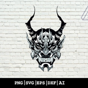 Samurai Mask SVG Demon Japanese Warrior Oni Mask Asian art Tattoo ink - Instant Digital Download cut file ai svg eps png pdf cricut
