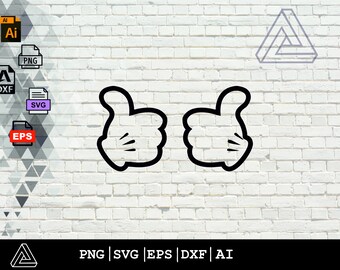 Mickey mouse hands svg, mickey hands thumbs up svg, mickey hands svg y png descarga instantánea, mickey hands svg para cricut y silueta