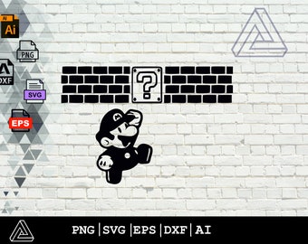 SVG Cutting files for cricut, clipart, INSTANT DOWNLOAD Eps Svg Jpg Png, Mario silhouette, Mario svg, Mario png, Mario dxf