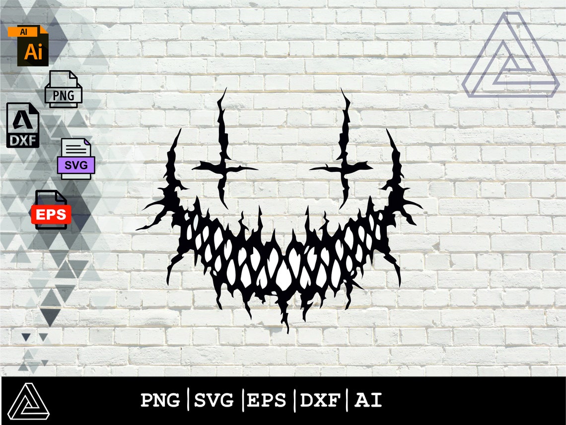 Scary Smile Svg Horror Smile Clipart Creepy Face Cut File Creepy Smile