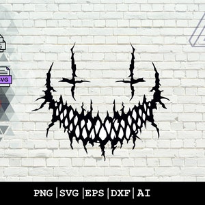 Scary Smile Svg | Horror Smile Clipart | Creepy Face Cut File | Creepy Smile Stencil | Smiley Tshirt Design | Halloween Smile Face Dxf | Png