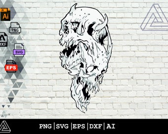 Dripping skull svg, drip svg, human skull svg, scary skeleton clipart, horror png, skeleton png,Melting Skull Svg,Dxf,Png, Instant Download