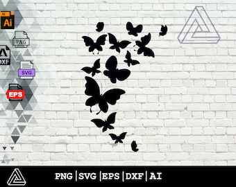 Flying Butterflies SVG - Butterfly Silhouette - Butterfly Cut File - Digital Download - Cricut - Silhouette Cut File