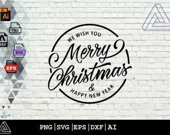 Merry Christmas SVG / Christmas Scene With Santa SVG / Cut File / Cricut / Commercial use / Silhouette / DXF file / Christmas decoration