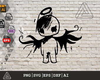 Fallen Angel | Silhouettes | Clipart | Black & white | SVG | PNG | JPG | Dxf | Eps