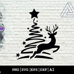 Reindeer svg, christmas tree svg, reindeer silhouette, deer svg, reindeer png, reindeer clipart, reindeer cricut silhouette svg cut file