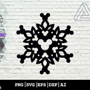 Mickey Mouse Snowflake 2 SVG ai png | Disneyland World Christmas Svg |Christmas SVG | Cricut Silhouette svg |(individual svg/png/ai files)