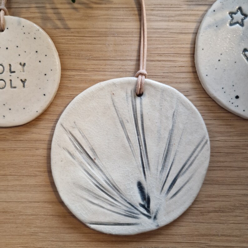 Set of 3 Christmas tree pendant set HOLY MOLY ceramic tree decorations image 4