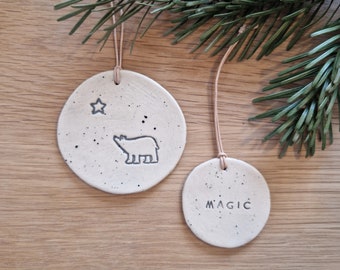 Set of 2 Christmas tree pendant set "MAGIC" ceramic Christmas pendant