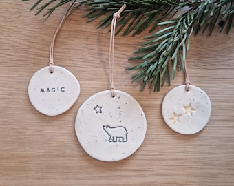 Set of 3 Christmas tree pendant set "MAGIC" ceramic wall decoration Christmas pendant