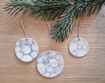 Set of 3 Christmas tree pendants "MASCHA BLUE" ceramic wall decoration Christmas pendants