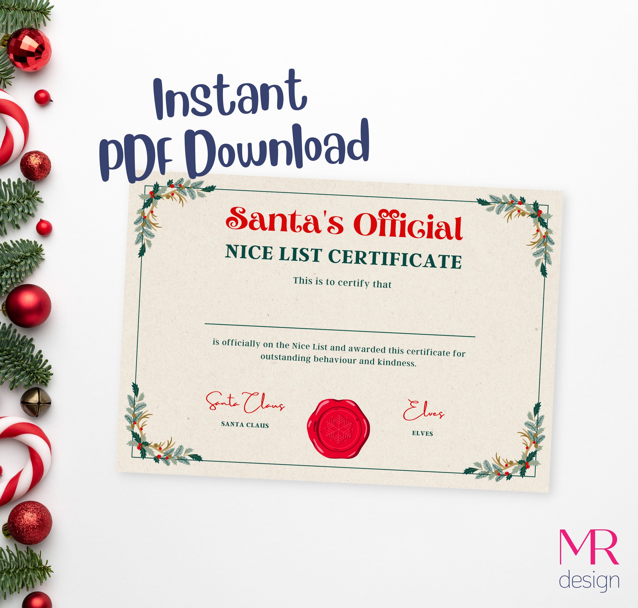 Printable Nice List Certificate, Nice List Certificate, Nice List