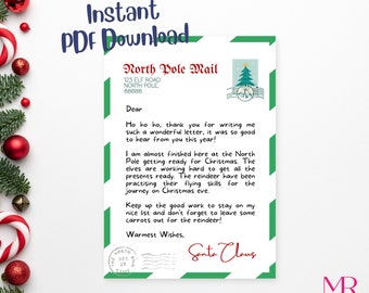 Printable Letter from Santa for Kids, Letter from Santa Claus, Letter from Santa Template, Letter from Santa Download, Letter from Santa PDF