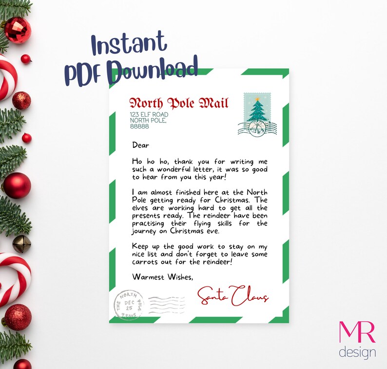 Printable Letter From Santa for Kids, Letter From Santa Claus, Letter ...