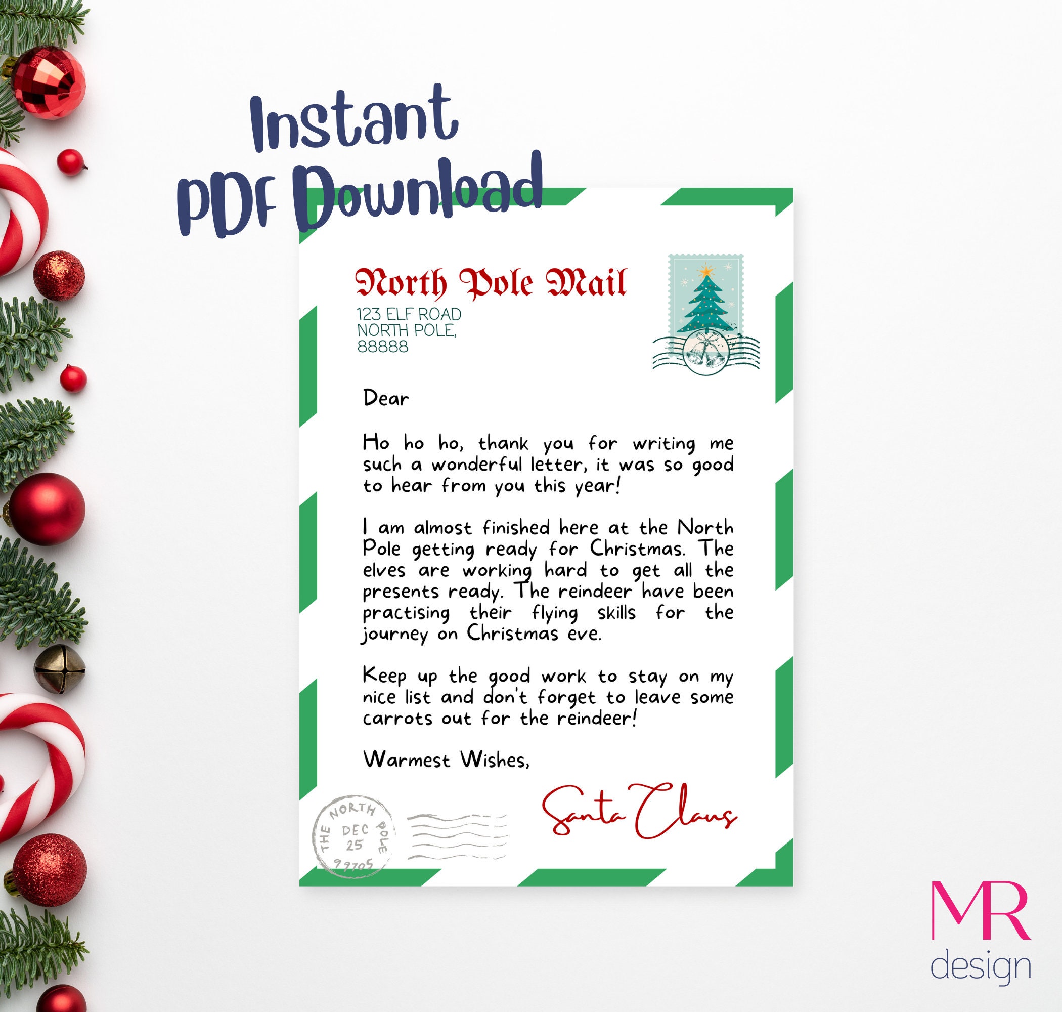 Printable Letter From Santa for Kids, Letter From Santa Claus, Letter ...