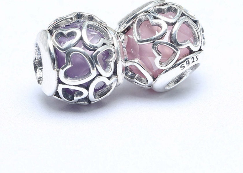 Pandora ALE 925 Sterling Silver Pink Encased Love Charm Etsy