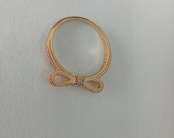Pandora Gold Delicate Bow Ring With CZ Size 50-58 - Etsy