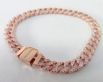 Pulsera PANDORA ale Timeless Pavé Cuban Chain de oro rosa