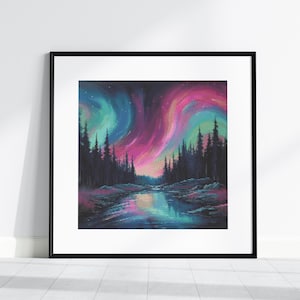 Northern lights landscape cross stitch Pattern, PDF pattern, Modern Cross Stitch Pattern, Pattern Keeper, Beginner Friendly wall art