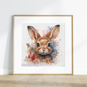 Doux bébé lapin, motif point de croix, ravissante broderie PDF des bois, animal, fils DMC