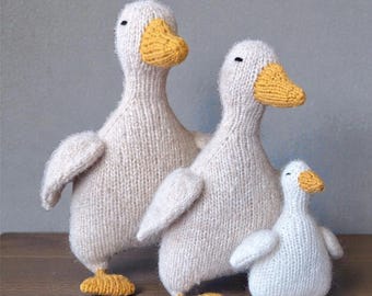 Handmade Knit Goose – Baby Alpaca & Merino Toy, Custom Size, Optional Sweater
