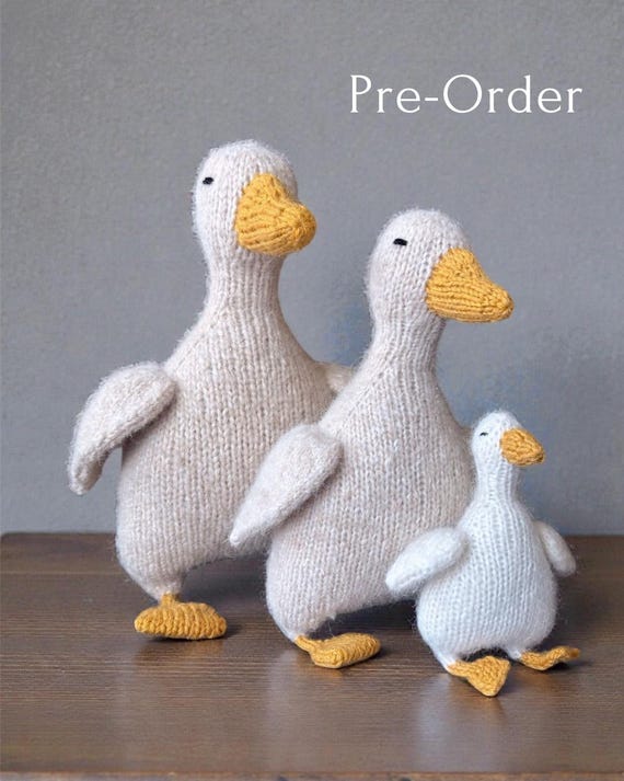 Handmade Knit Goose – Baby Alpaca & Merino Toy, Custom Size, Optional Sweater