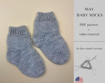 Baby Socks Knitting Pattern PDF | May Baby Socks | Knit Baby Socks 0–2 Years | Easy Baby Knitting Pattern